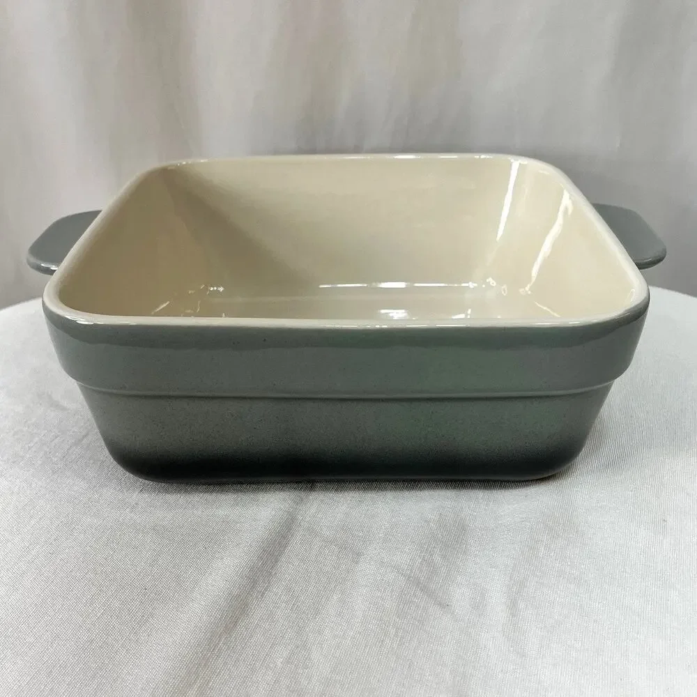 Cook's Essentials Square Baker Server Handles Ceramic Gray 3.1 Quart NWOT New